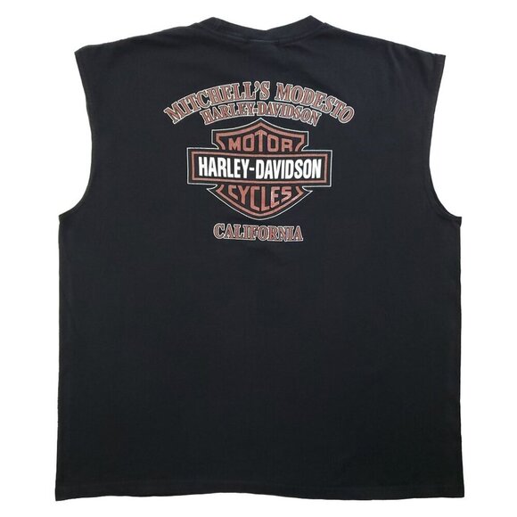 Harley Davidson Tank Top California Coat of Arms Swords Old English Modesto 2XL - Picture 3 of 11